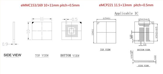 3 IN 1 eMMC eMCP Test Socket BGA153/169 BGA162/186 BGA221 Reader