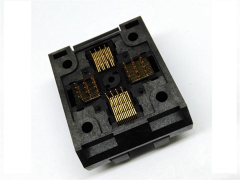 QFP48 Clamshell Burn-in Test Socket – 0.5mm Pitch, 7x7mm IC Body, 9x9mm Tip-to-Tip, For MCU & LQFP/TQFP Packages