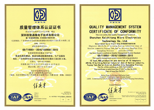 KZT-ISO9001 Quality Management System Certification