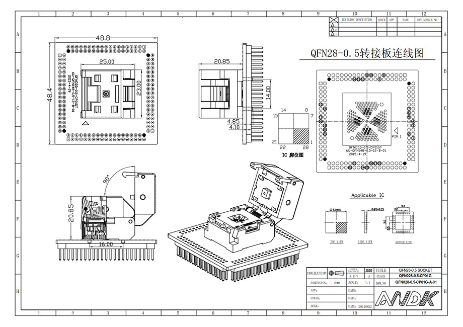 QFN28 STM32 programming socket