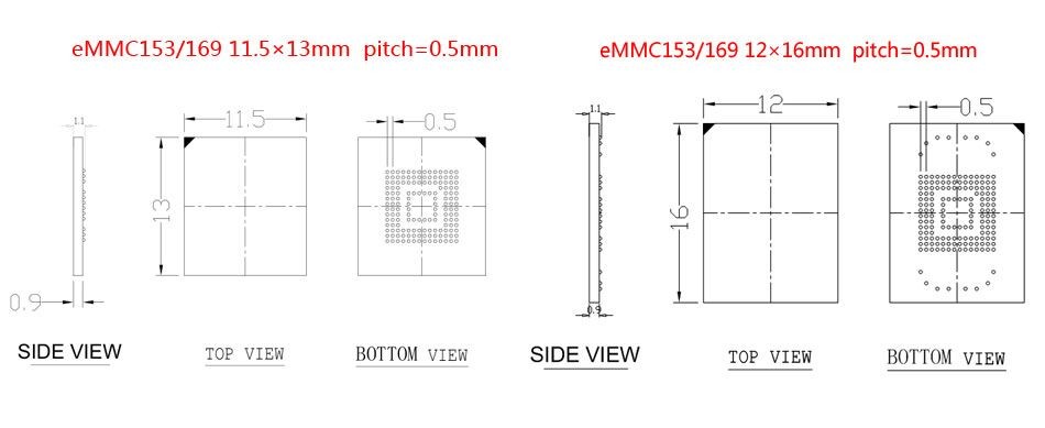 3 IN 1 eMMC153/169 eMCP162/186 eMCP221 Test Socket Reader