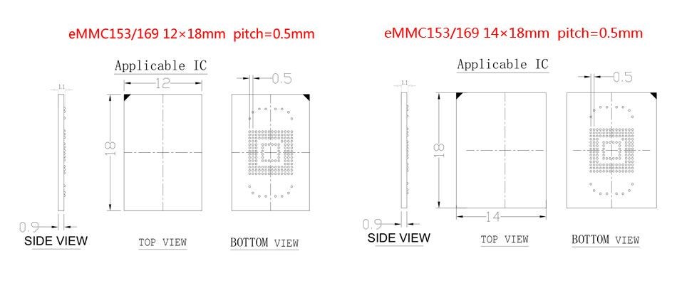 3 IN 1 eMMC153/169 eMCP162/186 eMCP221 Test Socket Reader