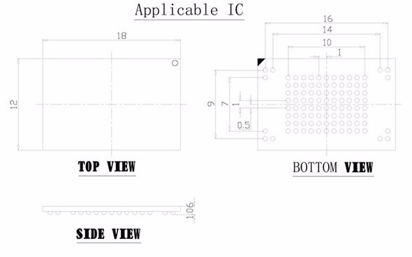 EMMC100 BGA100 socket OPEN-TOP