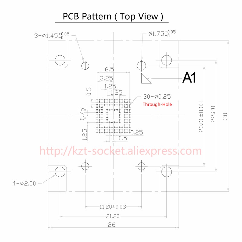 EMMC153/169 socket adapter OPEN-TOP