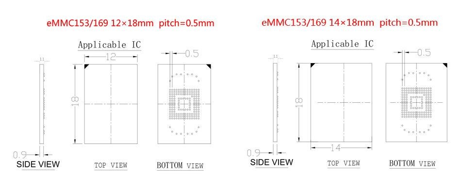 eMMC153/169 to 20pin universal port