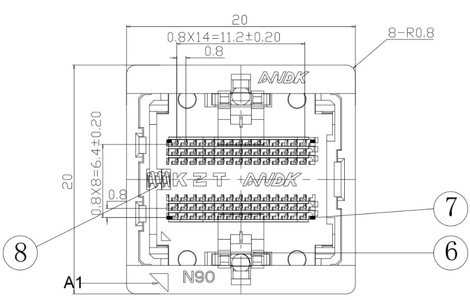 DDR3-0.8 78pin Burn in socket Ball Pin Pitch 0.8mm