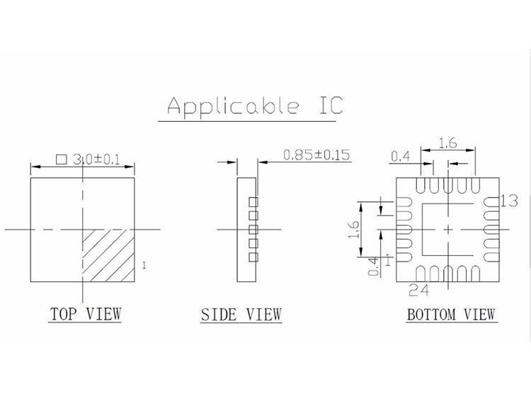 QFN20 MLF20 WLCSP20 Burn in Socket Adapter Pitch 0.4mm IC Body Size 3x3mm NP506-020-056-C-G Open Top Test Socket