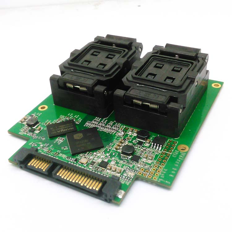 BGA316 TSOP48 to DIP48 clamshell test fixture with SM2256K mainSSD and