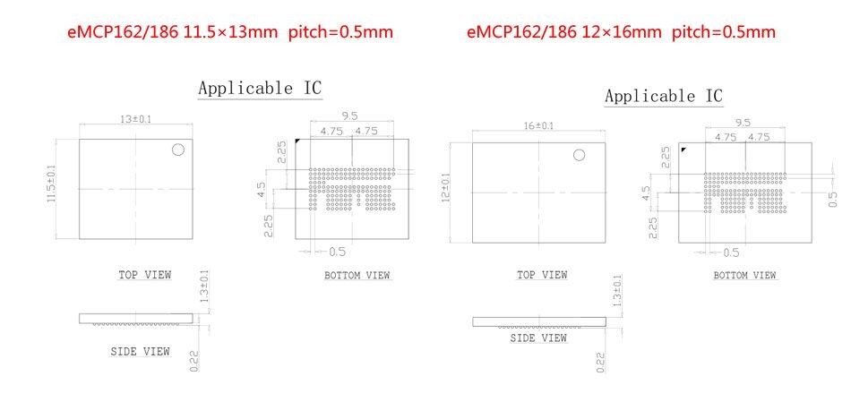 3 IN 1 eMMC eMCP Test Socket BGA153/169 BGA162/186 BGA221 Reader