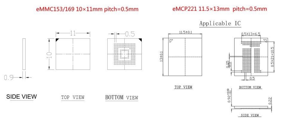 3 IN 1 eMMC eMCP Test Socket BGA153/169 BGA162/186 BGA221 Reader