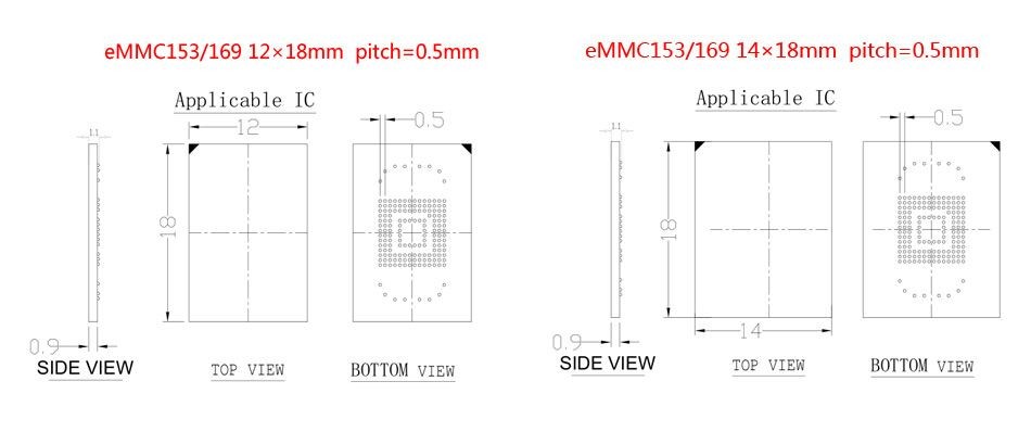 3 IN 1 eMMC eMCP Test Socket BGA153/169 BGA162/186 BGA221 Reader